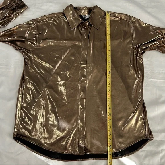 Anthropologie Shine  Gold Button Down Shirt  L - Picture 7 of 16